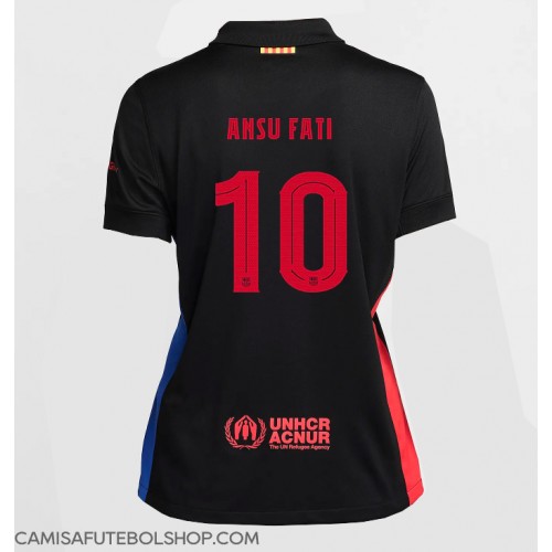 Camisa de time de futebol Barcelona Ansu Fati #10 Replicas 2º Equipamento Feminina 2024-25 Manga Curta